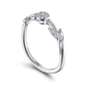 Promise Ring - 14K White Gold Floral Diamond Stackable Promise Ring - 0.1 ct