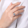 Promise Ring - 14K White Gold Flower Halo Aquamarine and Diamond Promise Ring - 0.09 ct