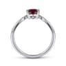 Promise Ring - 14K White Gold Garnet Diamond Chevron Promise Ring - 0.04 ct