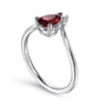 Promise Ring - 14K White Gold Garnet Diamond Chevron Promise Ring - 0.04 ct