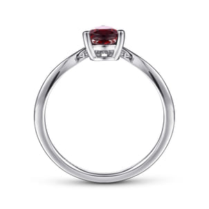 Promise Ring - 14K White Gold Garnet Diamond Chevron Ring