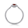 Promise Ring - 14K White Gold Garnet and Diamond Halo Ring - 0.06 ct