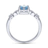 Promise Ring - 14K White Gold Hexagonal Blue Topaz Diamond Promise Ring - 0.06 ct