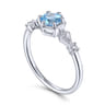 Promise Ring - 14K White Gold Hexagonal Blue Topaz Diamond Promise Ring - 0.06 ct