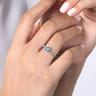 Promise Ring - 14K White Gold Hexagonal Blue Topaz Diamond Promise Ring - 0.06 ct