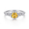 Promise Ring - 14K White Gold Hexagonal Citrine Diamond Promise Ring - 0.06 ct
