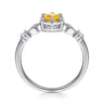 Promise Ring - 14K White Gold Hexagonal Citrine Diamond Promise Ring - 0.06 ct