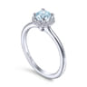 Promise Ring - 14K White Gold Octagonal Halo Aquamarine and Diamond Promise Ring - 0.09 ct