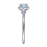 Promise Ring - 14K White Gold Octagonal Halo Aquamarine and Diamond Promise Ring - 0.09 ct