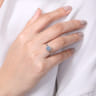 Promise Ring - 14K White Gold Octagonal Halo Aquamarine and Diamond Promise Ring - 0.09 ct