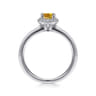 Promise Ring - 14K White Gold Octagonal Halo Citrine and Diamond Promise Ring - 0.09 ct