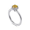 Promise Ring - 14K White Gold Octagonal Halo Citrine and Diamond Promise Ring - 0.09 ct