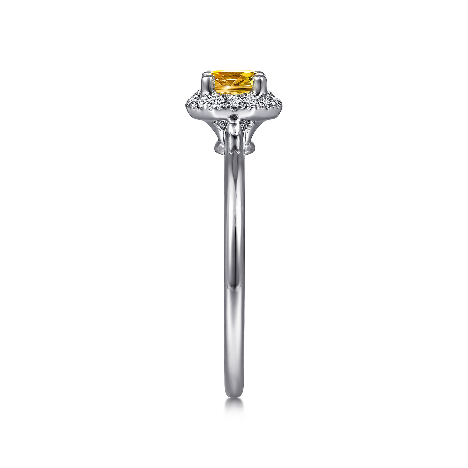 Promise Ring - 14K White Gold Octagonal Halo Citrine and Diamond Promise Ring - 0.09 ct - Shot 4