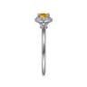 Promise Ring - 14K White Gold Octagonal Halo Citrine and Diamond Promise Ring - 0.09 ct