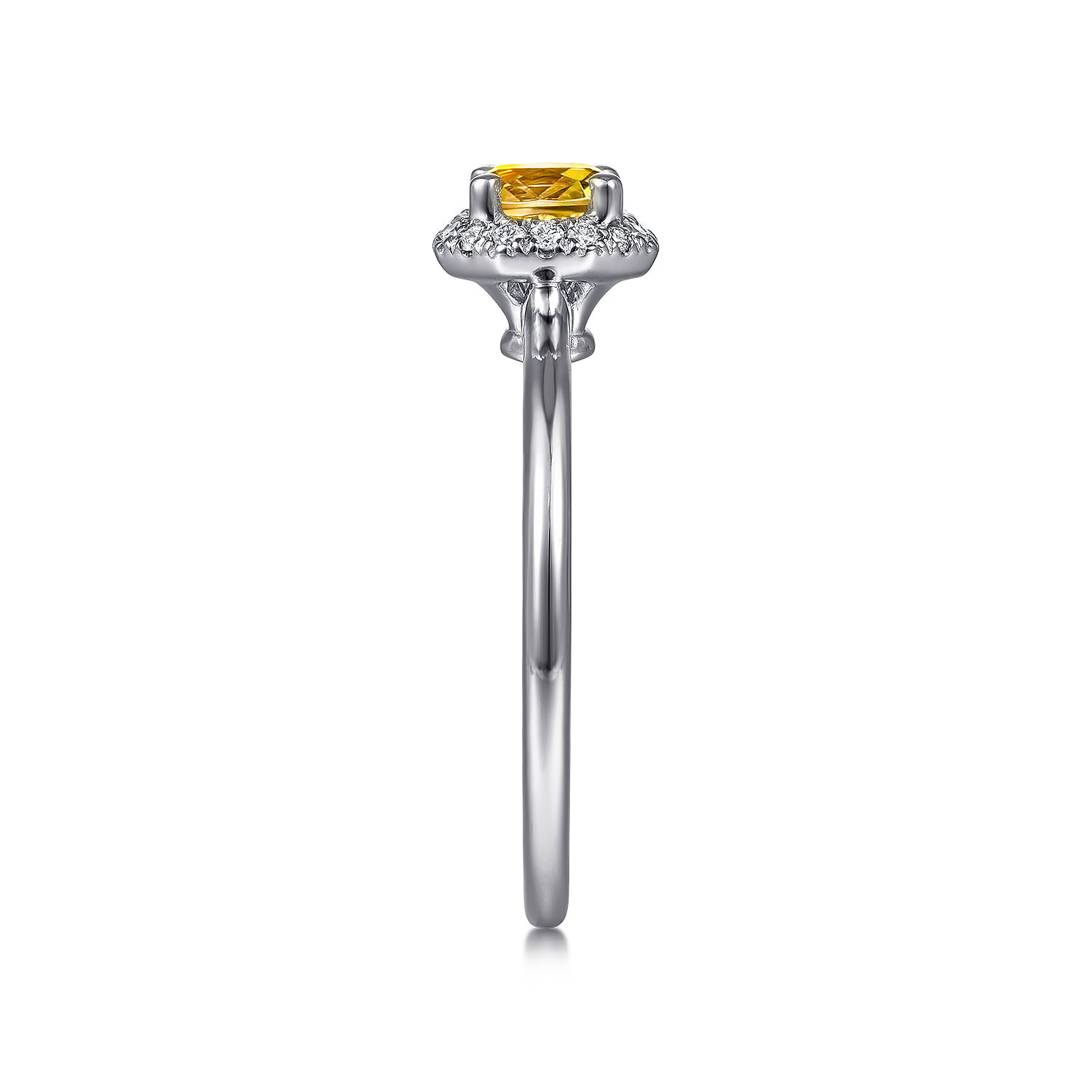 Promise Ring - 14K White Gold Octagonal Halo Citrine and Diamond Ring