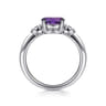 Promise Ring - 14K White Gold Oval Amethyst and Diamond Promise Ring - 0.04 ct