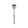 Promise Ring - 14K White Gold Oval Amethyst and Diamond Promise Ring - 0.04 ct
