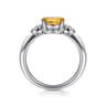 Promise Ring - 14K White Gold Oval Citrine and Diamond Ring - 0.04 ct