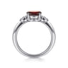 Promise Ring - 14K White Gold Oval Garnet and Diamond Promise Ring - 0.04 ct