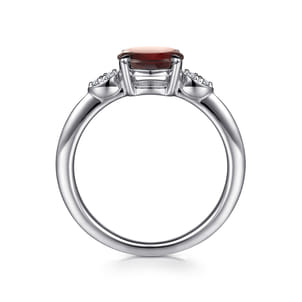 Promise Ring - 14K White Gold Oval Garnet and Diamond Ring