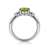 Promise Ring - 14K White Gold Oval Peridot and Diamond Promise Ring - 0.04 ct