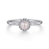 Promise Ring - 14K White Gold Pearl with Diamond Halo Promise Ring - 0.07 ct