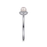 Promise Ring - 14K White Gold Pearl with Diamond Halo Promise Ring - 0.07 ct