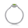 Promise Ring - 14K White Gold Peridot and Diamond Halo Promise Ring - 0.06 ct