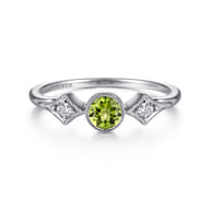 Promise Ring - 14K White Gold Peridot and Diamond Promise Ring