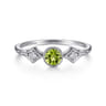 Promise Ring - 14K White Gold Peridot and Diamond Promise Ring - 0.05 ct