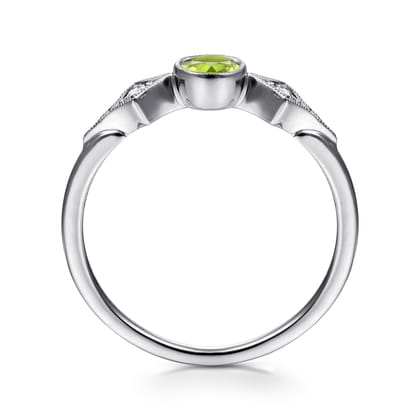 Promise Ring - 14K White Gold Peridot and Diamond Promise Ring
