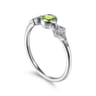Promise Ring - 14K White Gold Peridot and Diamond Promise Ring - 0.05 ct