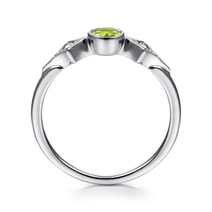 Promise Ring - 14K White Gold Peridot and Diamond Ring