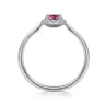 Promise Ring - 14K White Gold Pink Tourmaline and Diamond Halo Promise Ring - 0.06 ct