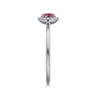 Promise Ring - 14K White Gold Pink Tourmaline and Diamond Halo Promise Ring - 0.06 ct