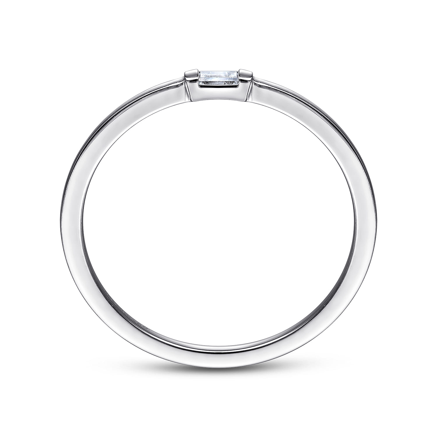 Promise Ring - 14K White Gold Promise Ring with Diamond Baguette - 0.03 ct - Shot 2