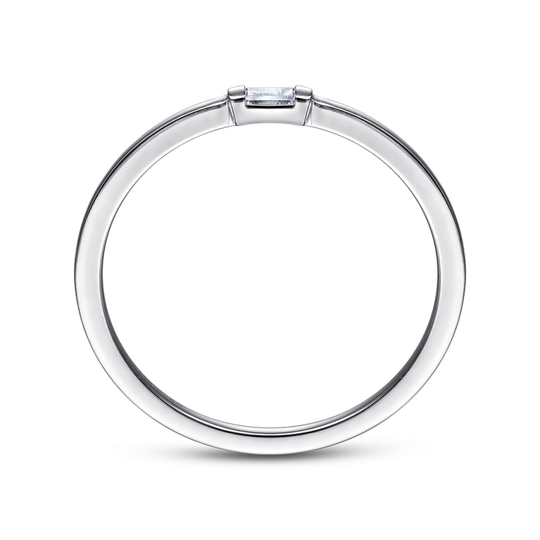 Promise Ring - 14K White Gold Promise Ring with Diamond Baguette - 0.03 ct - Shot 2