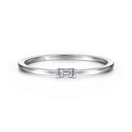 Promise Ring - 14K White Gold Ring with Diamond Baguette
