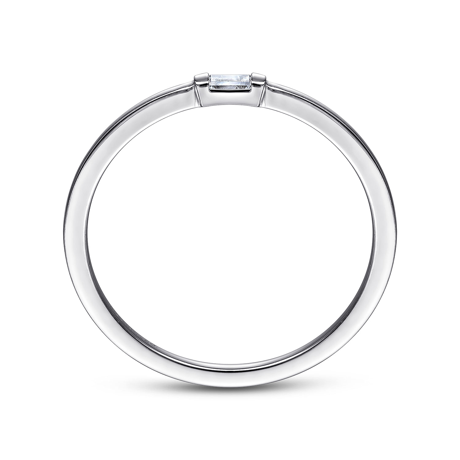 Promise Ring - 14K White Gold Ring with Diamond Baguette