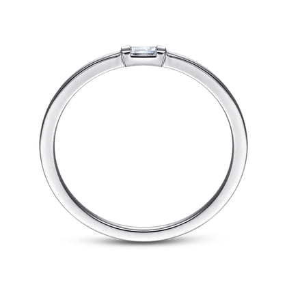 Promise Ring - 14K White Gold Ring with Diamond Baguette