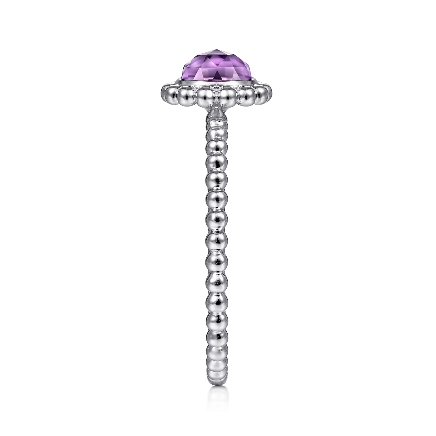 Promise Ring - 14K White Gold Round Amethyst Bujukan Beaded Promise Ring - Shot 4