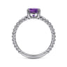 Promise Ring - 14K White Gold Round Amethyst and Diamond Bujukan Promise Ring - 0.02 ct