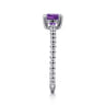 Promise Ring - 14K White Gold Round Amethyst and Diamond Bujukan Promise Ring - 0.02 ct