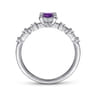 Promise Ring - 14K White Gold Round Amethyst and Diamond Halo Promise Ring - 0.12 ct