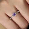 Promise Ring - 14K White Gold Round Amethyst and Diamond Halo Promise Ring - 0.12 ct
