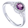 Promise Ring - 14K White Gold Round Amethyst and Diamond Halo Promise Ring - 0.06 ct