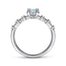 Promise Ring - 14K White Gold Round Aquamarine and Diamond Halo Promise Ring - 0.12 ct