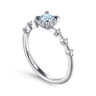 Promise Ring - 14K White Gold Round Aquamarine and Diamond Halo Promise Ring - 0.12 ct
