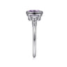 Promise Ring - 14K White Gold Round Bezel Set Amethyst and Diamond Promise Ring - 0.06 ct