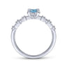 Promise Ring - 14K White Gold Round Blue Topaz and Diamond Halo Promise Ring - 0.12 ct